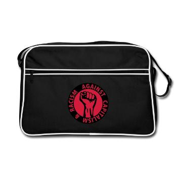 2 colors - against capitalism & racism - against - Sac Retro - noir/blanc - Devant