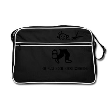 Strichmännchen Hecke schneiden - Retro Tasche - Schwarz/Weiß - Vorne