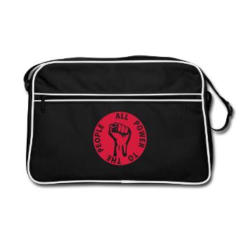 1 colors - all power to the people - against - Sac Retro - noir/blanc - Devant