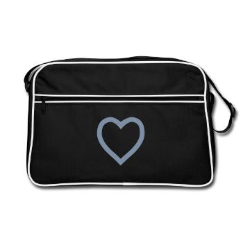 Heart outline - Retro Bag - black/white - Front