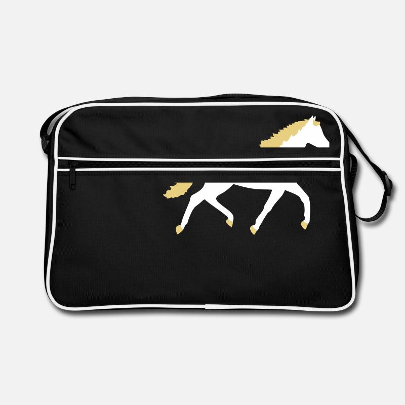 Pferd vektor - Retro Tasche - Schwarz/Weiß