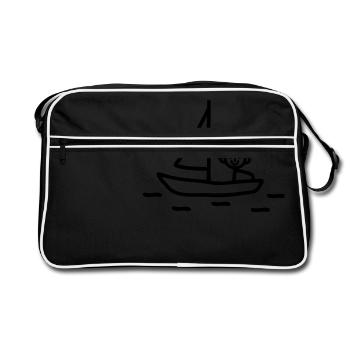 Strichmännchen segeln - Retro Tasche - Schwarz/Weiß - Vorne