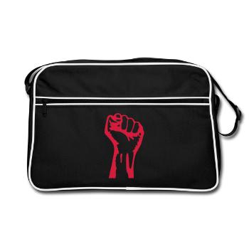 1 color - against capitalism working class war - Sac Retro - noir/blanc - Devant