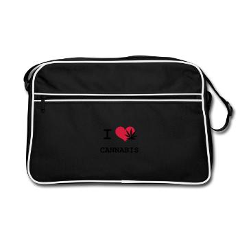 J'aime le cannabis - Sac Retro - noir/blanc - Devant