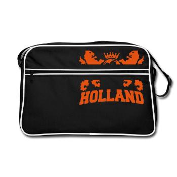 holland twee leeuwen voetbal en kroon - Sac Retro - noir/blanc - Devant