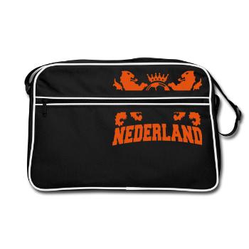 nederland twee leeuwen voetbal en kroon - Sac Retro - noir/blanc - Devant