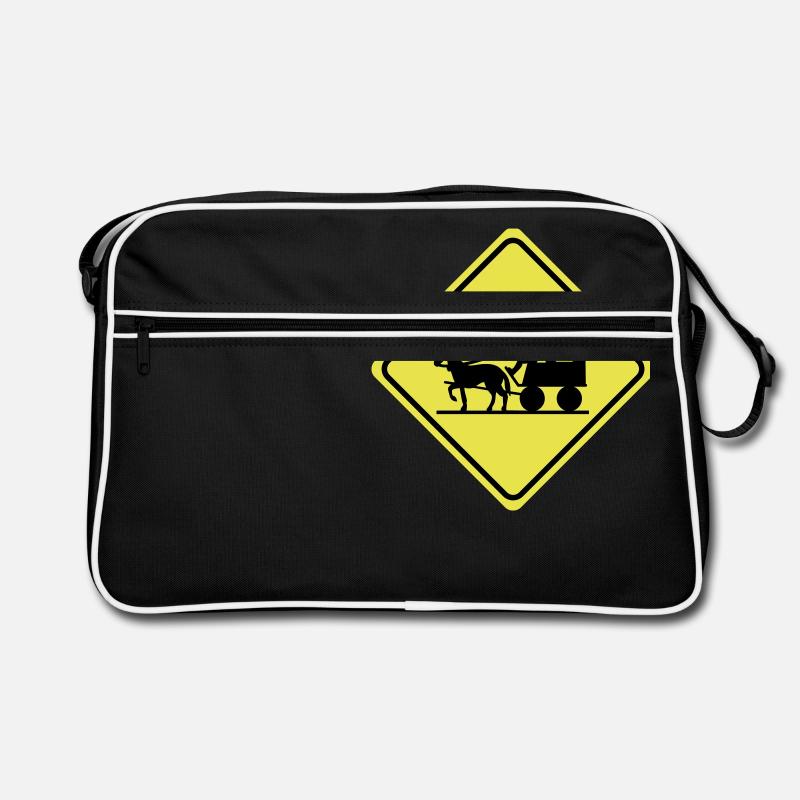 Warnung - Pferdekutsche - 2 Farb Vektor Retro Tasche