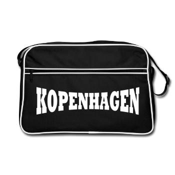 Kopenhagen Schriftzug - Retro Tasche - Schwarz/Weiß - Vorne