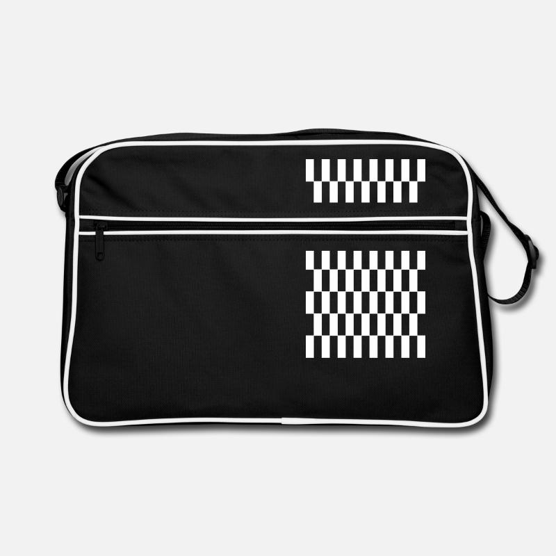 quadrillé pattern black white Sac Retro