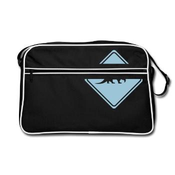 Warnung Fischotter - 1 Farb Vektor - Retro Tasche - Schwarz/Weiß - Vorne