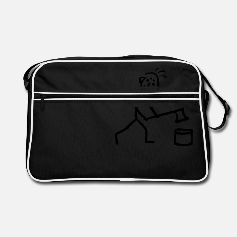 Strichmännchen hackt Holz Retro Tasche