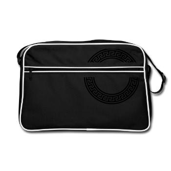 meander circle / Meander Kreis (B, 1c) - Retro Tasche - Schwarz/Weiß - Vorne