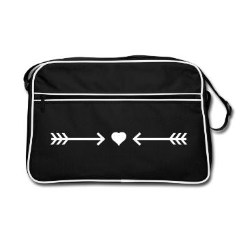 Herz Pfeile Liebe Romantik Symbol Armor verliebt - Retro Tasche - Schwarz/Weiß - Vorne