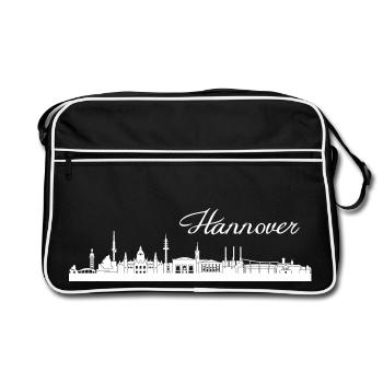 Hannoveraner Skyline - Retro Tasche - Schwarz/Weiß - Vorne