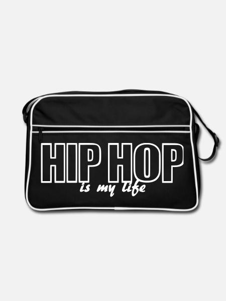 hip hop is my life - Retro Tasche - Schwarz/Weiß - Vorne