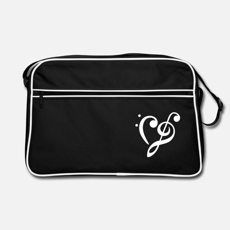Notenschlüssel - Retro Tasche - Schwarz/Weiß