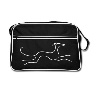 Windhund - Retro Tasche - Schwarz/Weiß - Vorne
