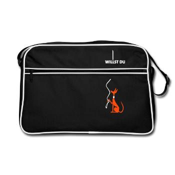 willst du mit mir gehen? - Retro Tasche - Schwarz/Weiß - Vorne