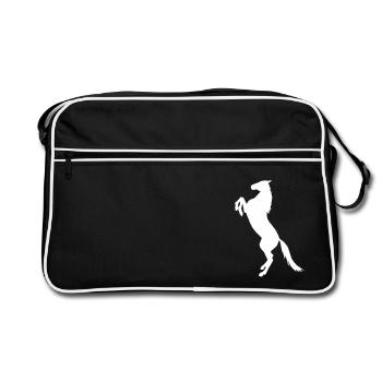 steigendes Pferd - Retro Tasche - Schwarz/Weiß - Vorne