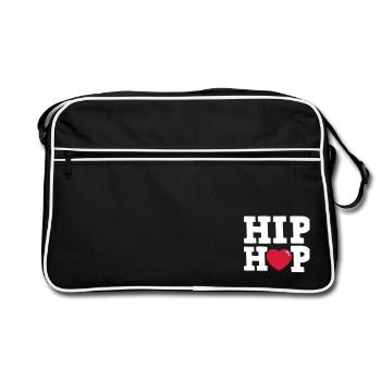 I heart Hip Hop - Retro Tasche - Schwarz/Weiß - Vorne