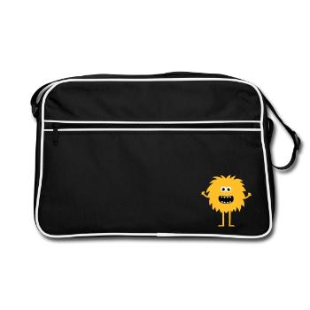 Funny Cute Monster - Retro Bag - black/white - Front