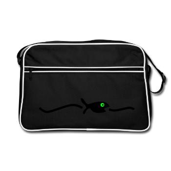 schwimmender Fisch - Retro Tasche - Schwarz/Weiß - Vorne