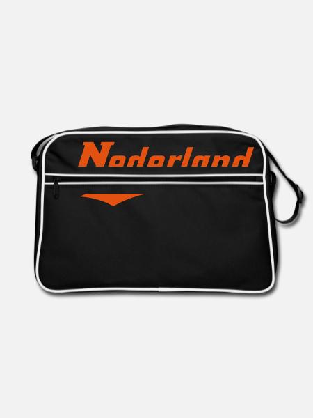 NEDERLAND ATHL - Retro Tasche - Schwarz/Weiß - Vorne