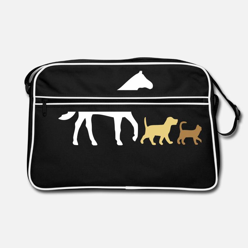 Vektor Pferd Hund und Katz - Retro Tasche - Schwarz/Weiß