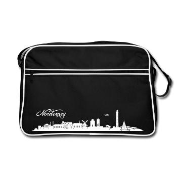 Norderneyer Skyline - Retro Tasche - Schwarz/Weiß - Vorne