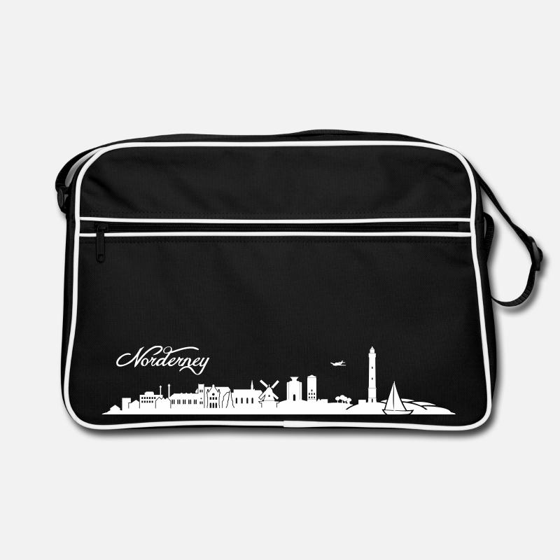 Norderneyer Skyline - Retro Tasche - Schwarz/Weiß