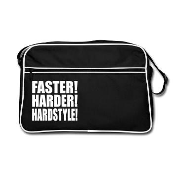 Faster Harder Hardstyle EN - Retro Bag - black/white - Front