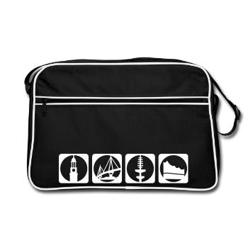 hambourg pictogramme - Sac Retro - noir/blanc - Devant