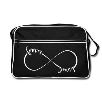 forever young - infinity sign - Retro Bag - black/white - Front