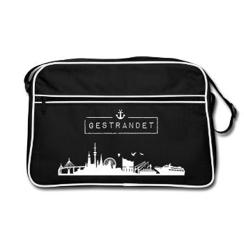 Skyline de la ville hanséatique de Hambourg | Bloqué | HH - Sac Retro - noir/blanc - Devant