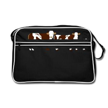 cowfamily vektor - Retro Bag - black/white - Front