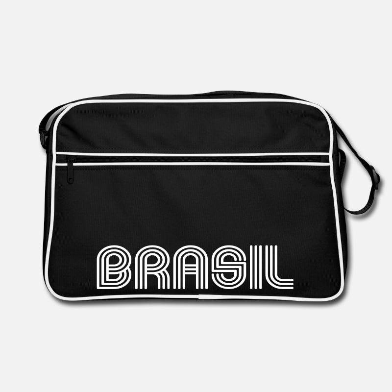 brasil 70er Schrift Lounge - Retro Tasche - Schwarz/Weiß