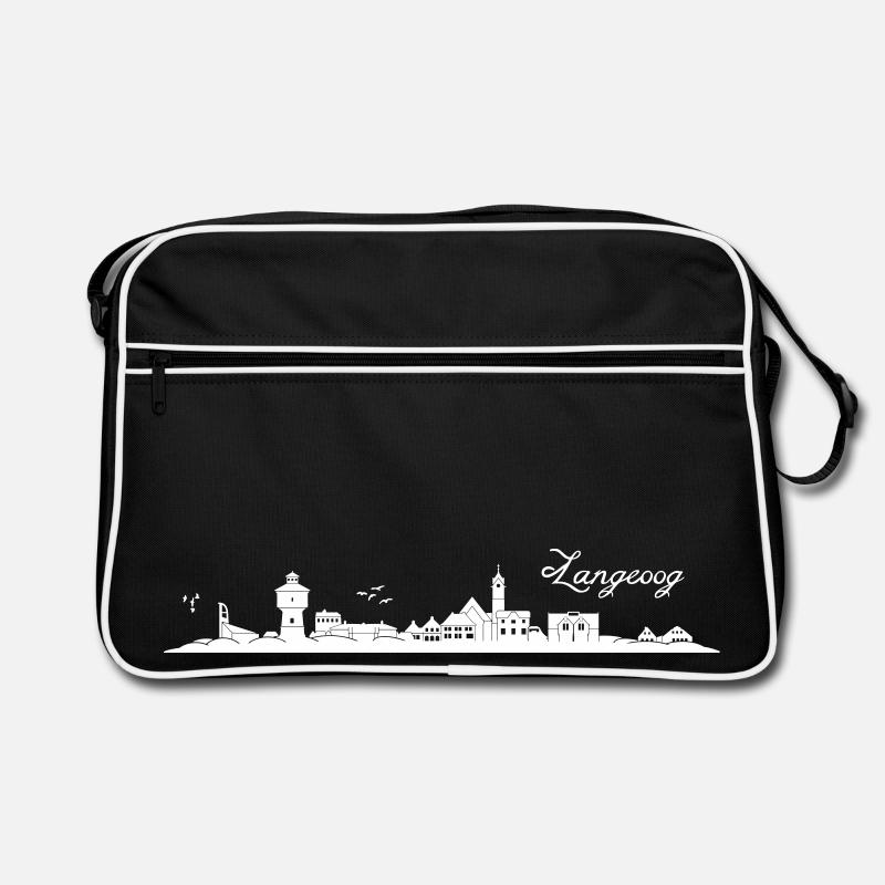 Langeooger Skyline - Retro Tasche - Schwarz/Weiß
