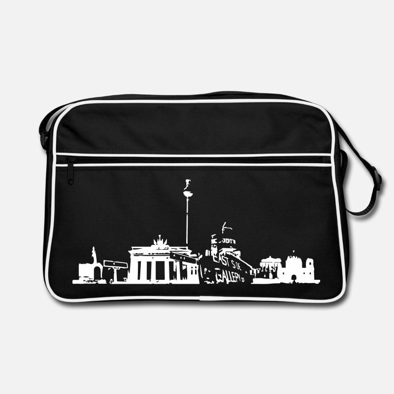 Berlin Skyline - Retro Tasche - Schwarz/Weiß