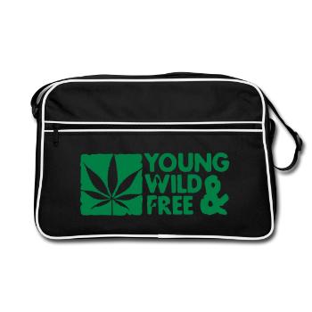 young wild and free weed leaf boxed - Sac Retro - noir/blanc - Devant