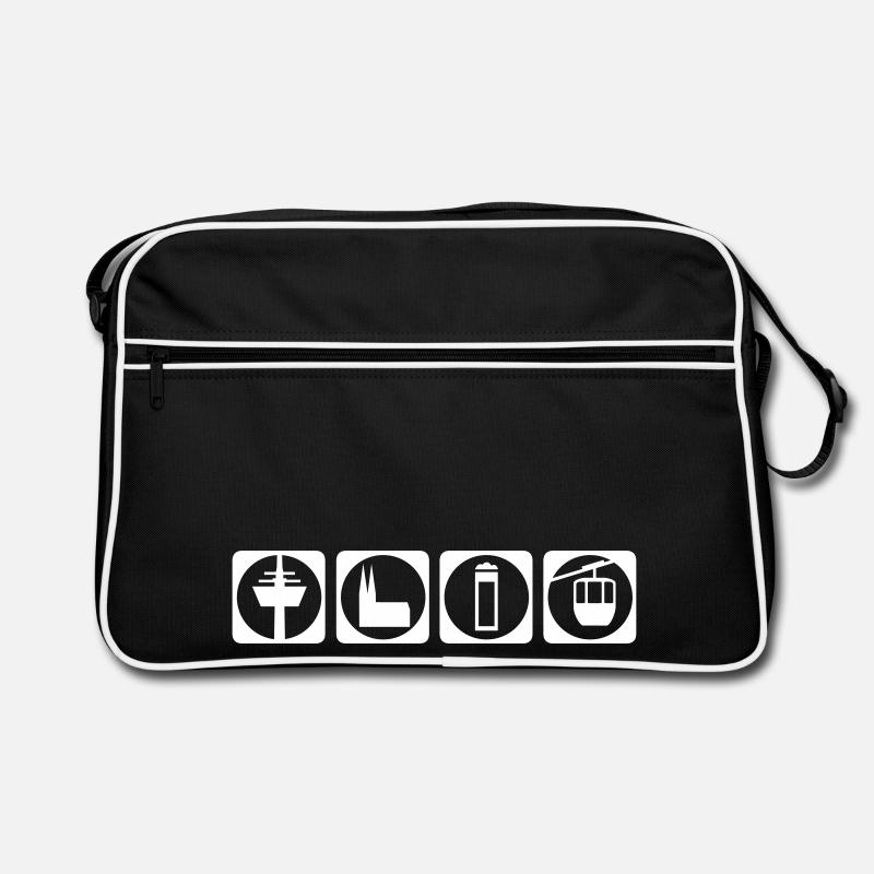 Köln Piktogramm - Retro Tasche - Schwarz/Weiß