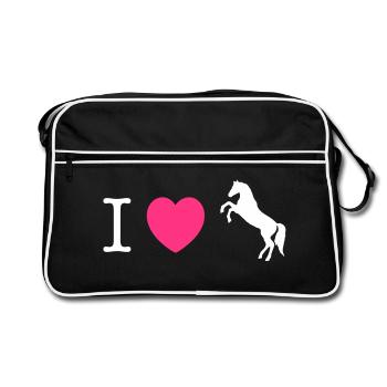 I love Ponies wild horse - this design lets you - Retro Bag - black/white - Front