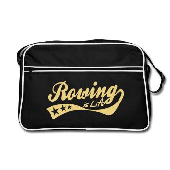 rowing is life - retro - Retro Tasche - Schwarz/Weiß - Vorne