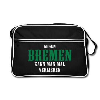 Gegen Bremen kann man mal verlieren - Retro Tasche - Schwarz/Weiß - Vorne