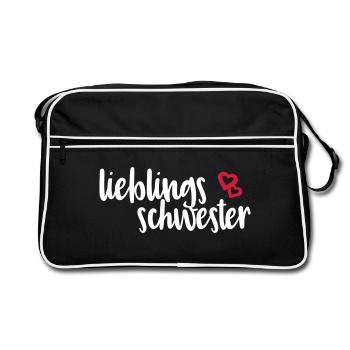 Lieblingsschwester - Retro Tasche - Schwarz/Weiß - Vorne