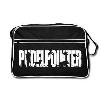 PUDELPOINTER Jagdhund Wilsigns Jäger Hund Geschenk - Retro Tasche - Schwarz/Weiß - Vorne