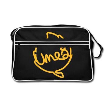 Umeå - Stadt der Birken - Retro Tasche - Schwarz/Weiß - Vorne