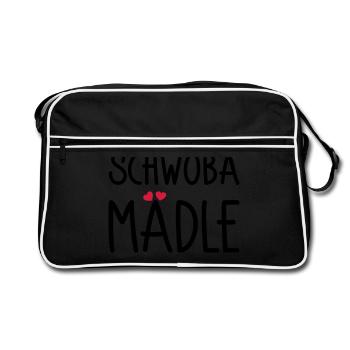 Schwoba Mädle - Retro Tasche - Schwarz/Weiß - Vorne