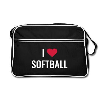 Softball Softball Joueur Cadeau J’adore le Softball - Sac Retro - noir/blanc - Devant