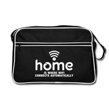 home is where the wifi connects automatically - Retro Bag - black/white - Front