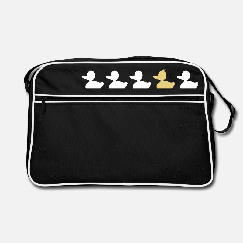 be different Ente Entchen Irokese Schnabel Punk - Retro Tasche - Schwarz/Weiß